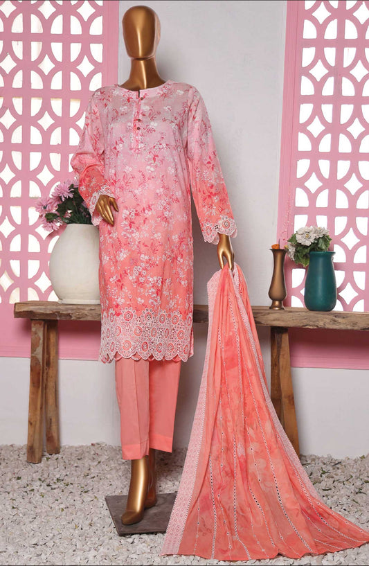 HZ Textile Embroidered Lawn Unstitched 3 Piece - PLK-785 - HZ25LK - Pink - Summer Collection