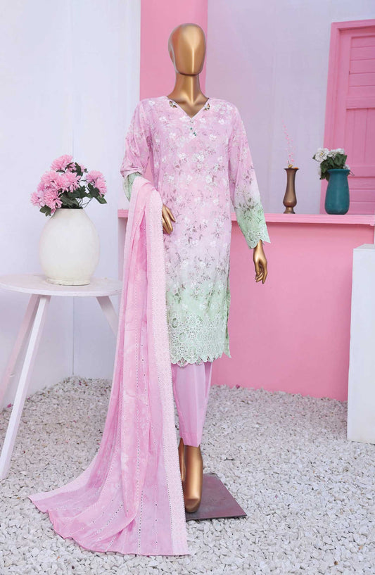 HZ Textile Embroidered Lawn Unstitched 3 Piece - PLK-786 - HZ25LK - Pink - Summer Collection