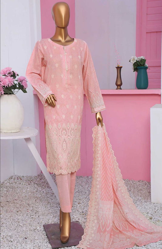 HZ Textile Embroidered Lawn Unstitched 3 Piece - PLK-913 - HZ25LK - Light Pink - Summer Collection