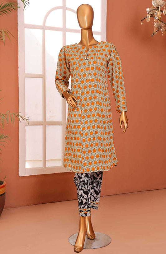 Afsaane by HZ Textile Printed Lawn Stitched 2 Piece - PMS-101 FLEUR DOTS - HZ25AFL - Beige - Summer Collection