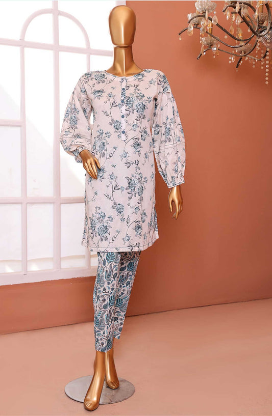 Afsaane by HZ Textile Printed Lawn Stitched 2 Piece - PMS-102 PASTEL STROKE - HZ25AFL - White - Summer Collection