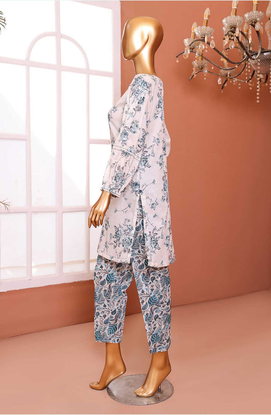 Afsaane by HZ Textile Printed Lawn Stitched 2 Piece - PMS-102 PASTEL STROKE - HZ25AFL - White - Summer Collection