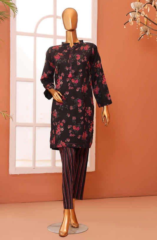 Afsaane by HZ Textile Printed Lawn Stitched 2 Piece - PMS-103 DARK GARDEN - HZ25AFL - Black - Summer Collection