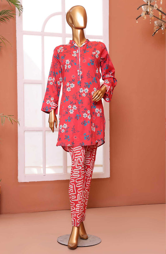 Afsaane by HZ Textile Printed Lawn Stitched 2 Piece - PMS-104 POP WINDOW - HZ25AFL - Red - Summer Collection