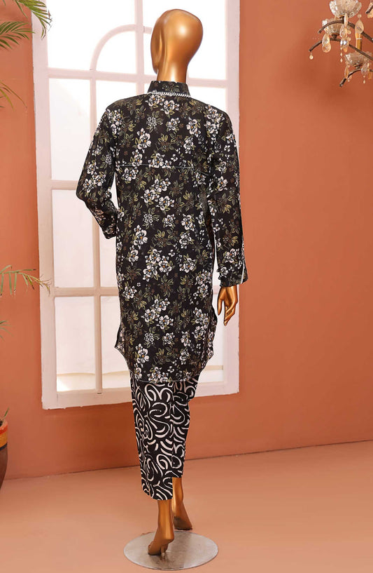 Afsaane by HZ Textile Printed Lawn Stitched 2 Piece - PMS-105 MISTY FLOWER - HZ25AFL - Dark Grey - Summer Collection