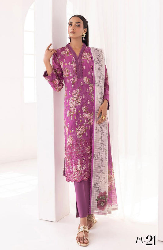Printkari Embroidered and Unstitched Printed Collection By NUR Vol 03 - PN 21