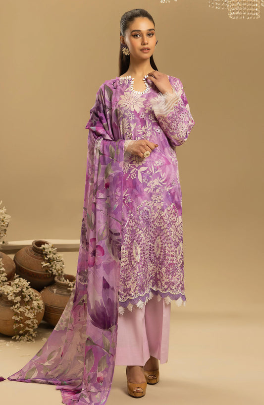Printkari by Nur Embroidered Lawn Unstitched 3 Piece Suit - PN-32 - NUR25PTK - Purple - Summer Collection