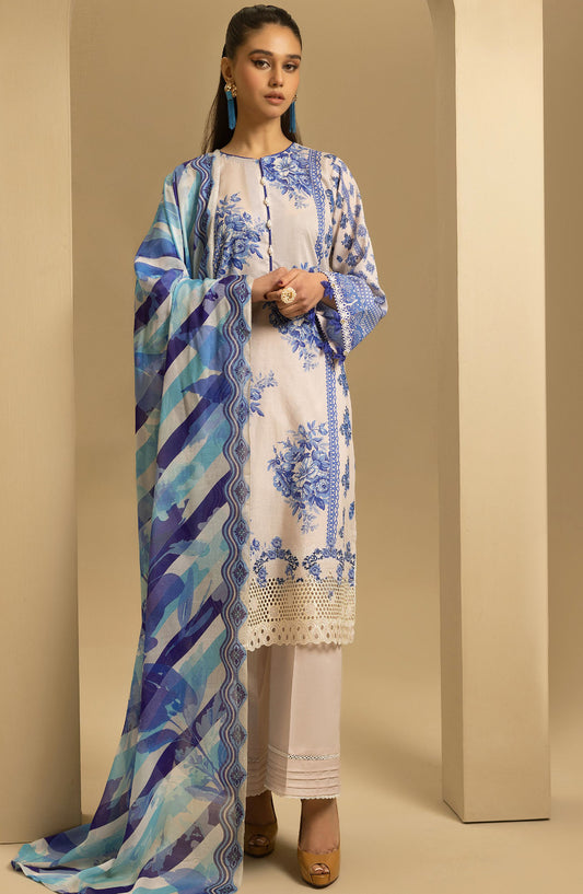 Printkari by Nur Embroidered Lawn Unstitched 3 Piece Suit - PN-36 - NUR25PTK - Off White - Summer Collection