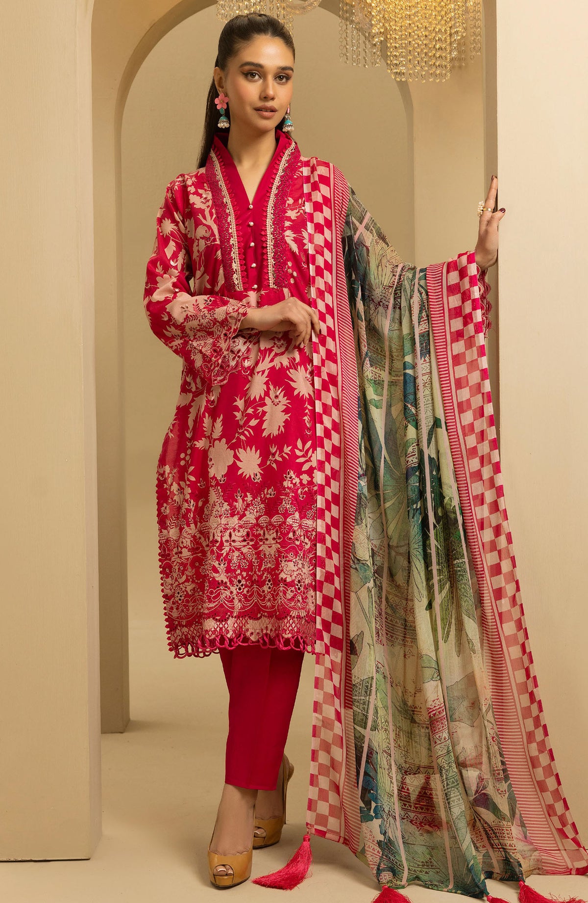 Printkari by Nur Embroidered Lawn Unstitched 3 Piece Suit - PN-37 - NUR25PTK - Pink - Summer Collection