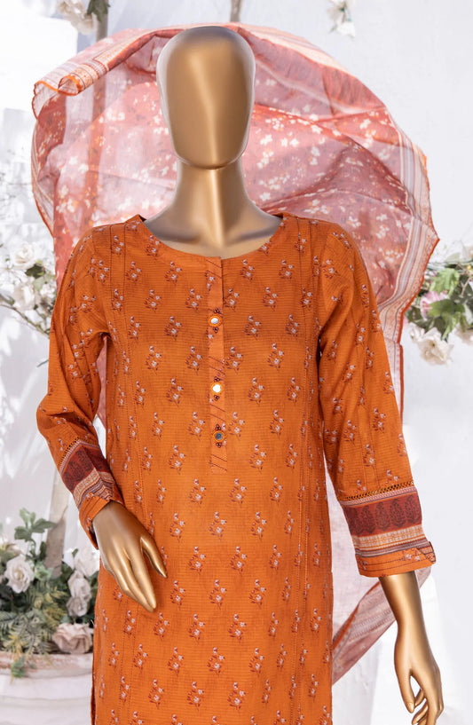 HZ RTW Summer Bloom Printed 3 Pc Collection - PNL-402 RUST