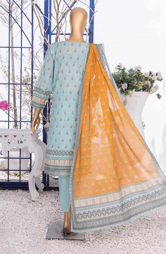 HZ RTW Summer Bloom Printed 3 Pc Collection - PNL-403 BLUE & RUST