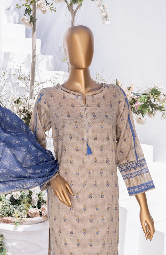 HZ RTW Summer Bloom Printed 3 Pc Collection - PNL-404 BEIGE & BLUE