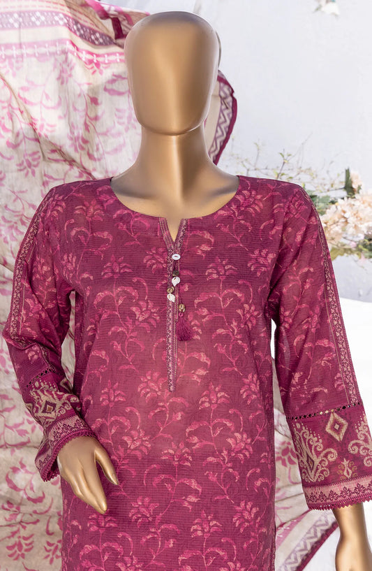 HZ RTW Summer Bloom Printed 3 Pc Collection - PNL-408 BURGUNDY