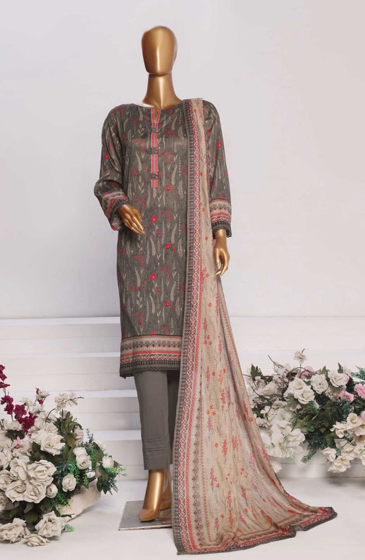 Platinum Digital by HZ Textile Printed Lawn Unstitched 3 Piece - PPC 168 - HZ25PD - Grey - Summer Collection