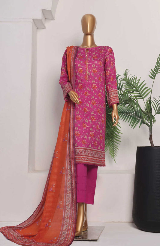 Platinum Digital by HZ Textile Printed Lawn Unstitched 3 Piece - PPC 175 - HZ25PD - Pink - Summer Collection