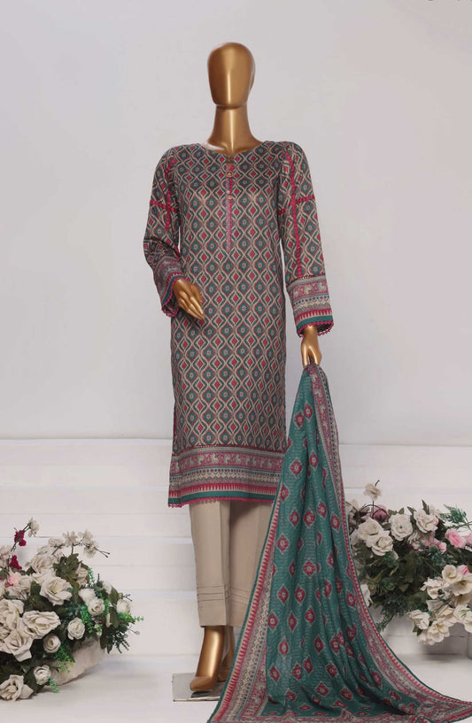 Platinum Digital by HZ Textile Printed Lawn Unstitched 3 Piece - PPC 176 - HZ25PD - Grey - Summer Collection