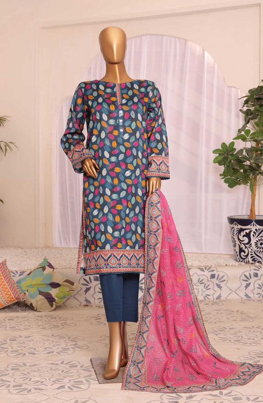 HZ Textile Printed Lawn Unstitched 3 Piece - PPC-188 - HZ25PL3 - Blue - Summer Collection