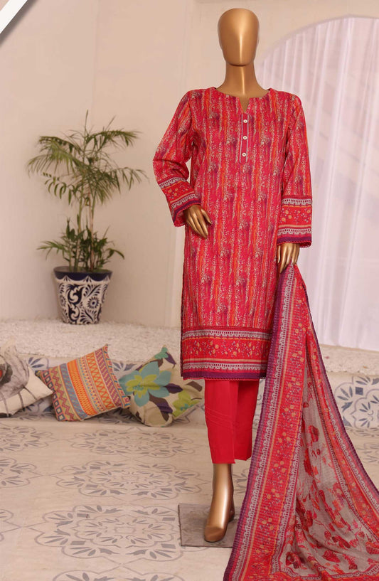 HZ Textile Printed Lawn Unstitched 3 Piece - PPC-189 - HZ25PL3 - Red - Summer Collection