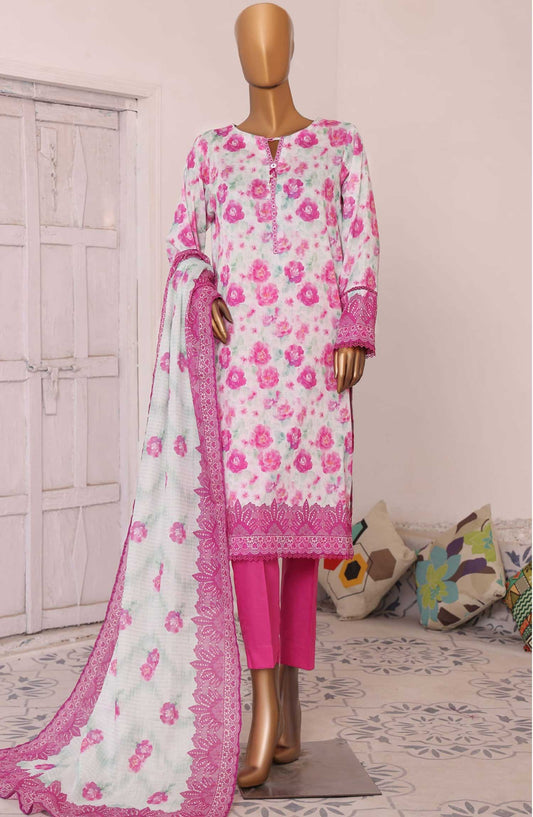 HZ Textile Printed Lawn Unstitched 3 Piece - PPC-192 - HZ25PL3 - Hot Pink - Summer Collection