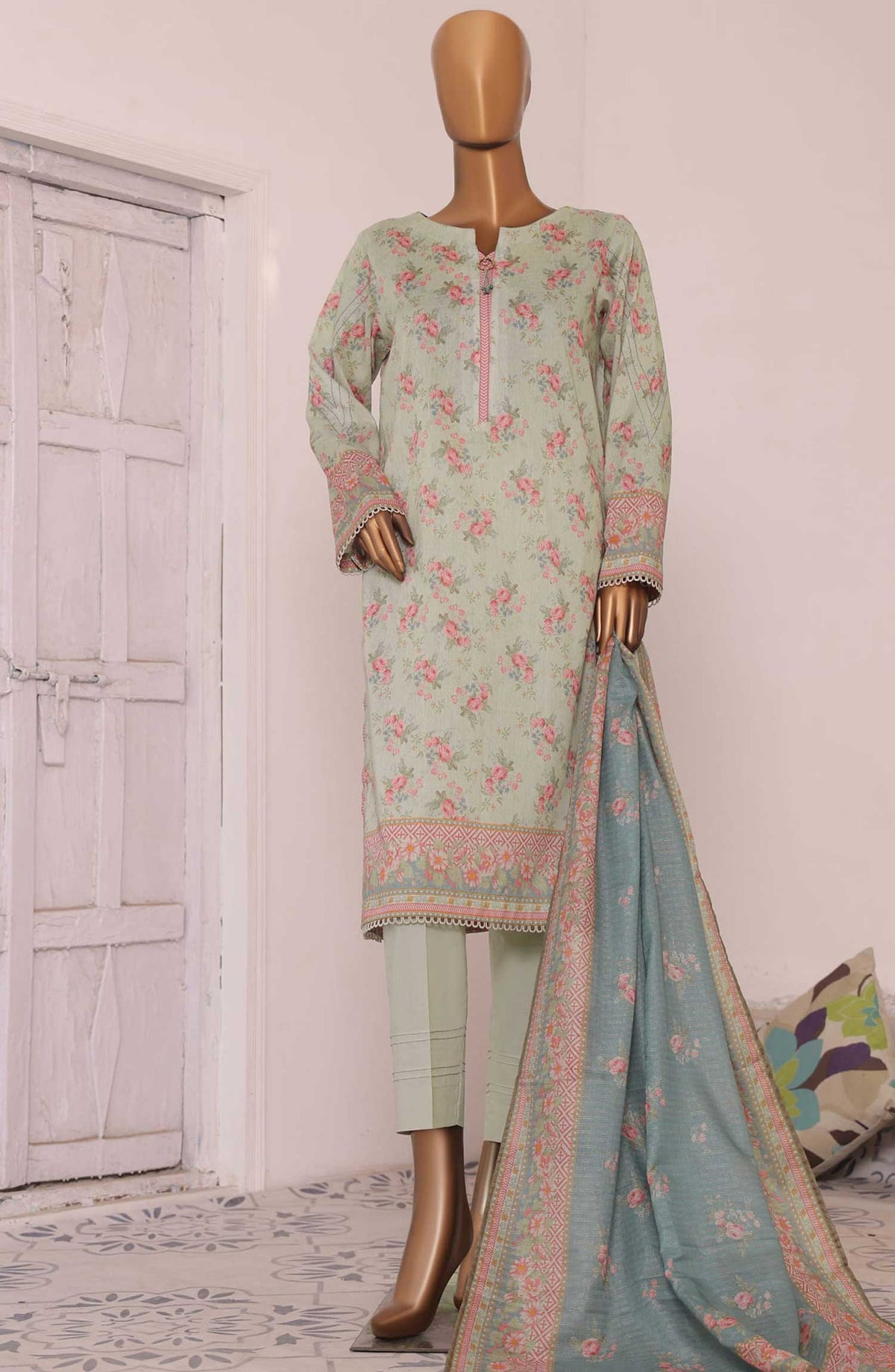 HZ Textile Printed Lawn Unstitched 3 Piece - PPC-193 - HZ25PL3 - Pista Green - Summer Collection