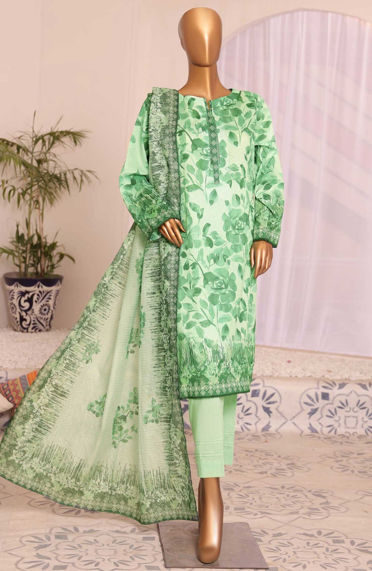 HZ Textile Printed Lawn Unstitched 3 Piece - PPC-194 - HZ25PL3 - Green - Summer Collection