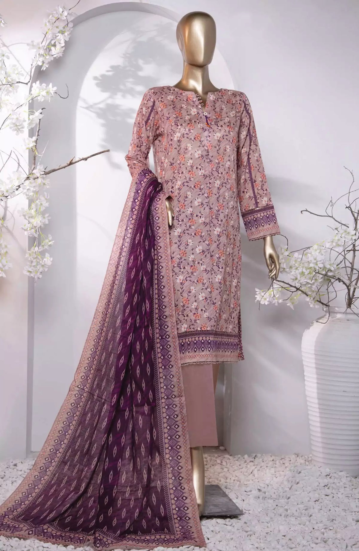 HZ Platinum Digital Printed Cotton Lawn Collection 2024 - PPC-202