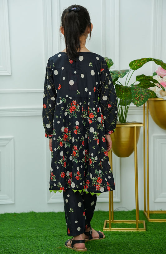 Print Play by Amna Khadija Casual Lawn Stitched 2 Piece Suit - PPD-01 - AM25PP - Black - Girls Summer Collection