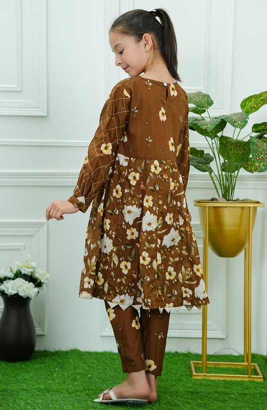 Print Play by Amna Khadija Casual Lawn Stitched 2 Piece Suit - PPD-02 - AM25PP - Brown - Girls Summer Collection