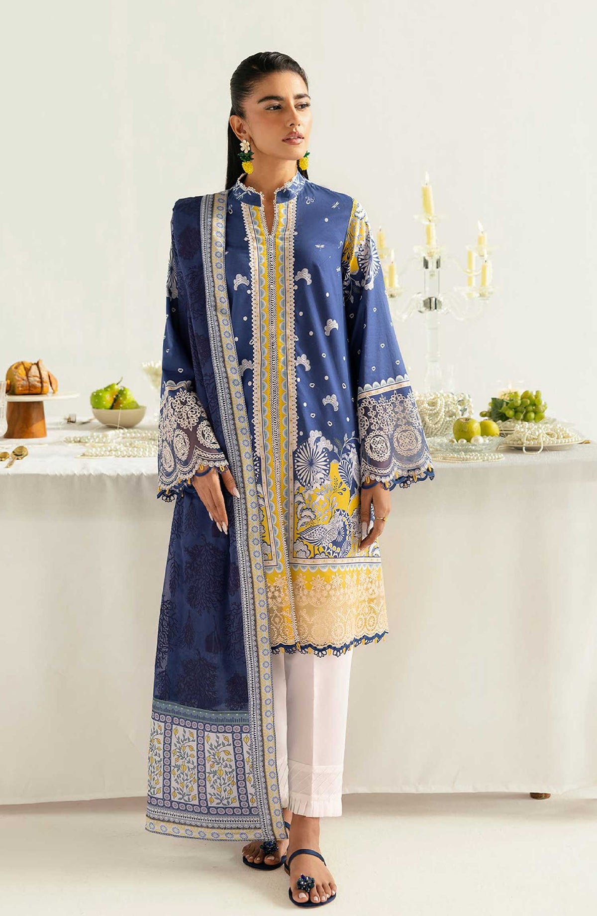 QPrints by Qalamkar Embroidered Lawn Unstitched 3 Piece - PQ 2 A Hina - Q25QP - Summer Collection