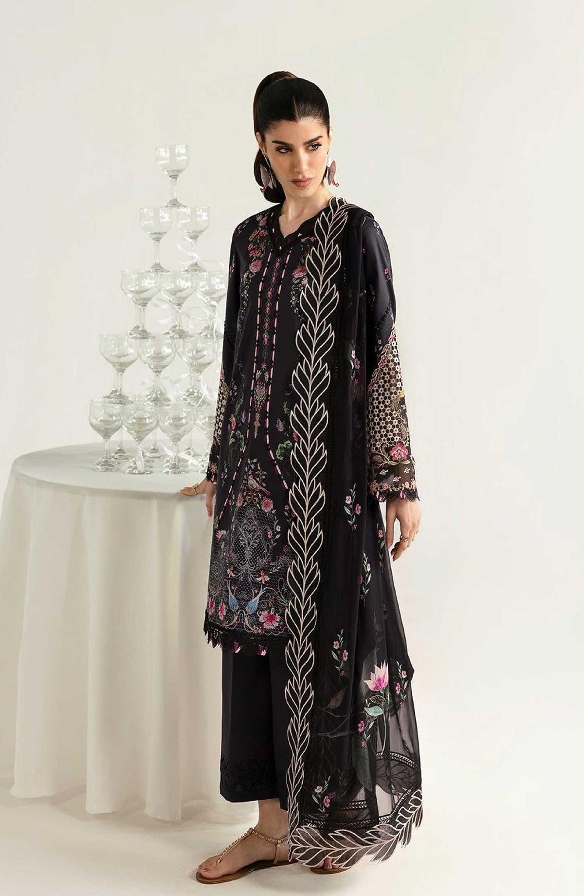 QPrints by Qalamkar Embroidered Lawn Unstitched 3 Piece - PQ 3 A Rida - Q25QP - Summer Collection