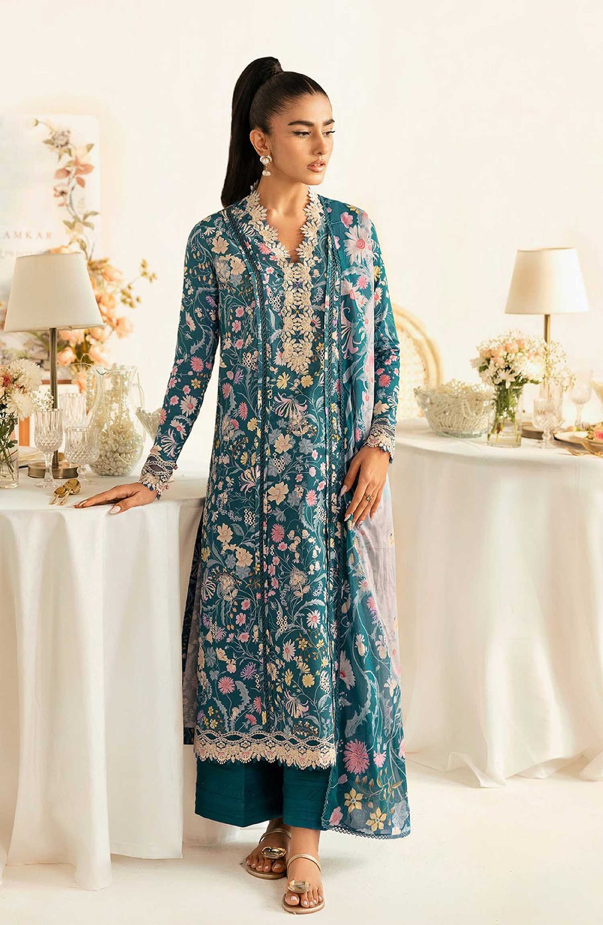 QPrints by Qalamkar Embroidered Lawn Unstitched 3 Piece - PQ 4 B Rhea - Q25QP - Summer Collection