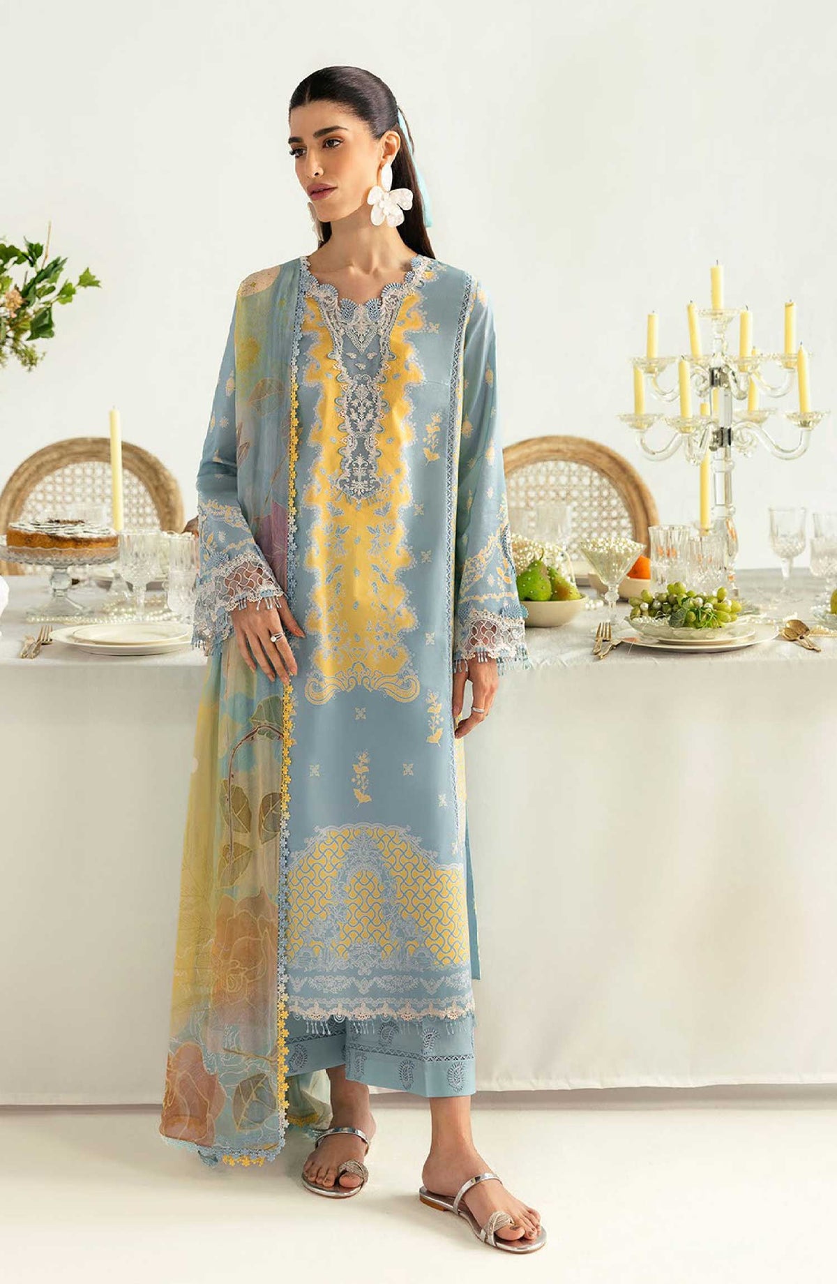 QPrints by Qalamkar Embroidered Lawn Unstitched 3 Piece - PQ 6 A Elva - Q25QP - Summer Collection