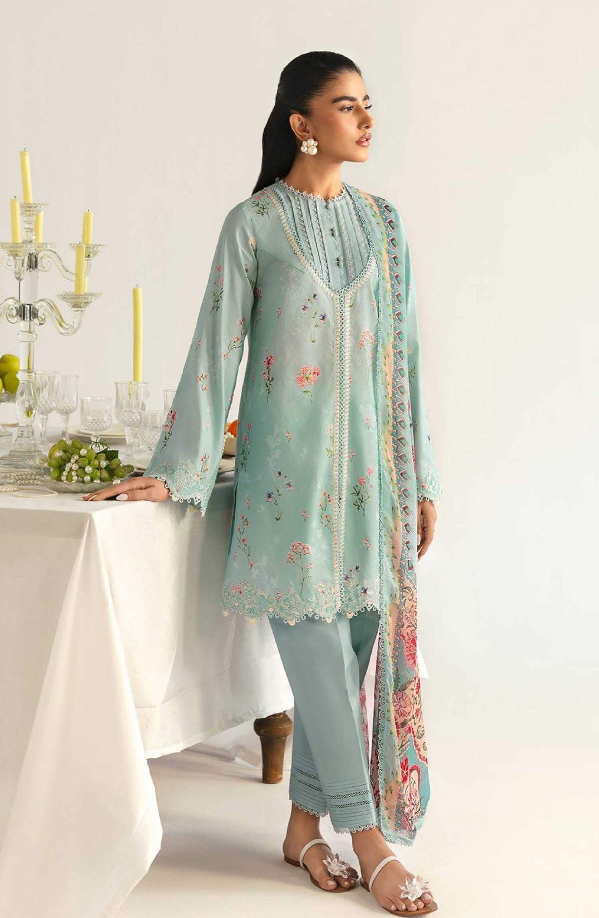 QPrints by Qalamkar Embroidered Lawn Unstitched 3 Piece - PQ 8 B Rena - Q25QP - Summer Collection