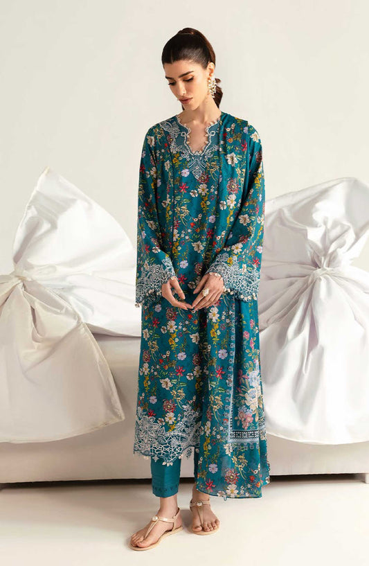 QPrints by Qalamkar Embroidered Lawn Unstitched 3 Piece - PQ 10 A Faha - Q25QP - Summer Collection