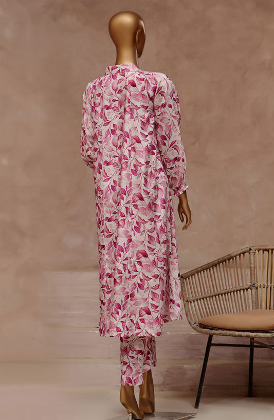 HZ RTW Florence Printed Raw Silk 2 Pc Frocks Collection - PRF-106 Pastel PINK