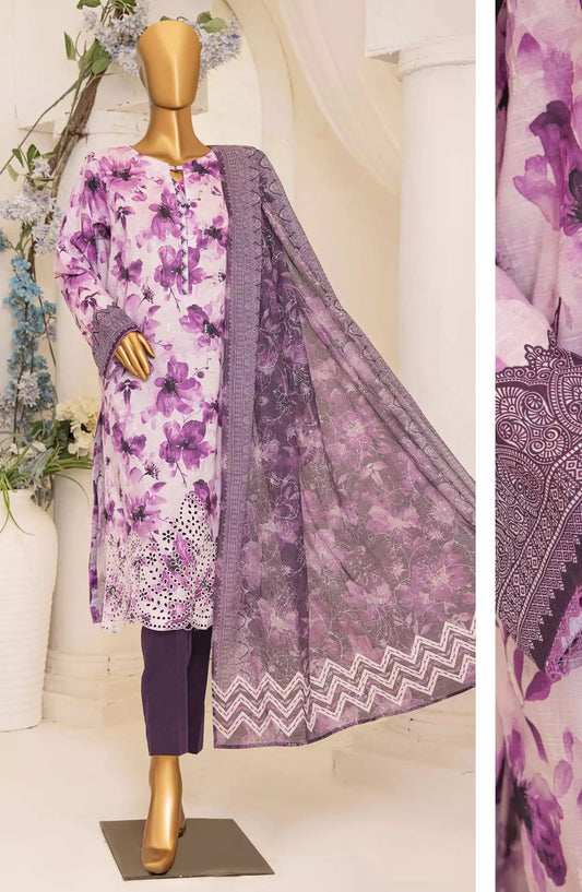 HZ Printkari Slub Cambric Embroidered Collection - PSC 206