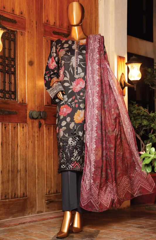HZ Printkari Slub Cambric Embroidered Collection - PSC 208