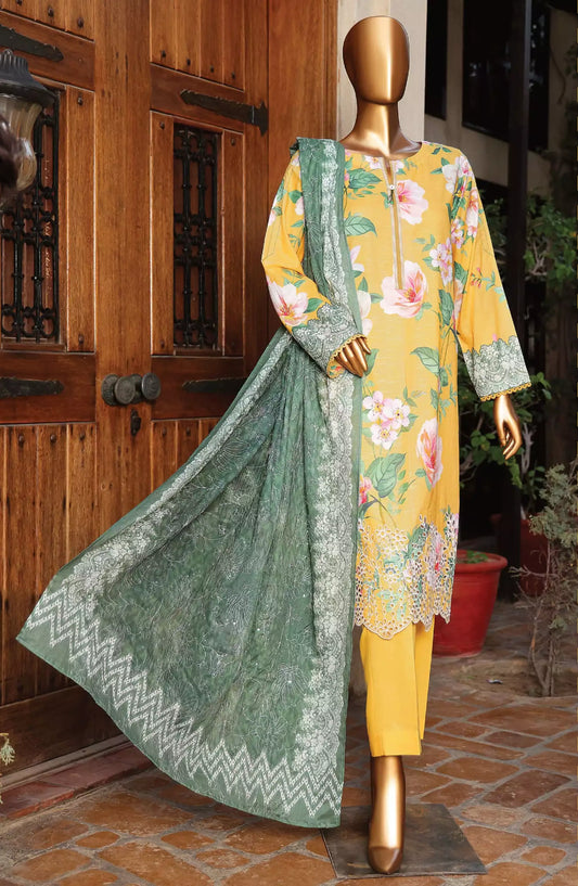 HZ Printkari Slub Cambric Embroidered Collection - PSC 212