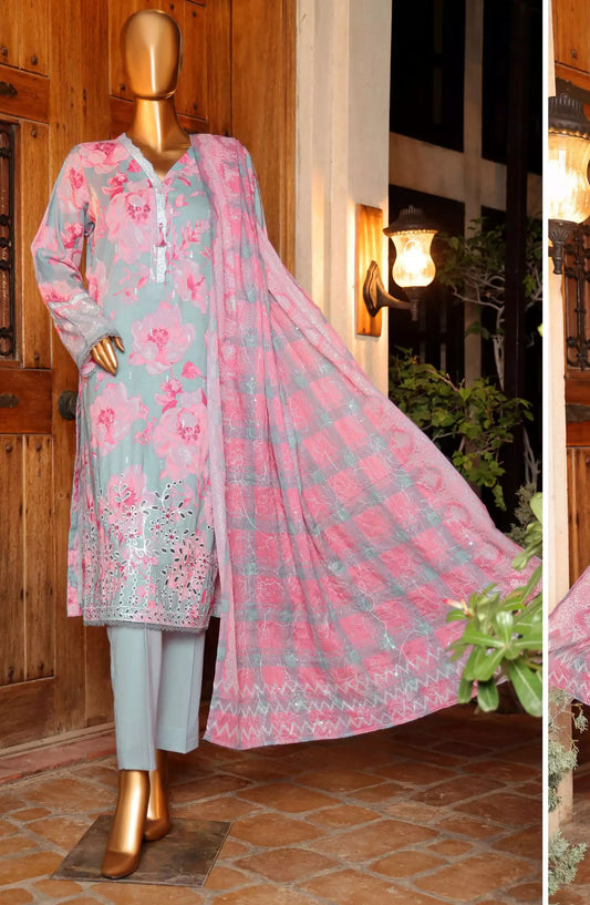 HZ Printkari Slub Cambric Embroidered Collection - PSC 213