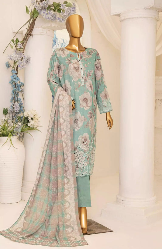 HZ Printkari Slub Cambric Embroidered Collection - PSC 214