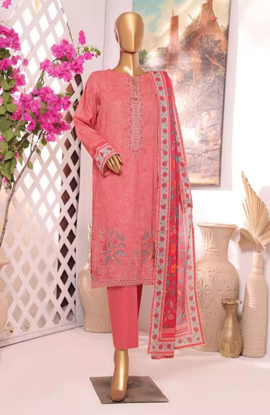 HZ Printkari Slub Cambric Embroidered Collection-PSC-218