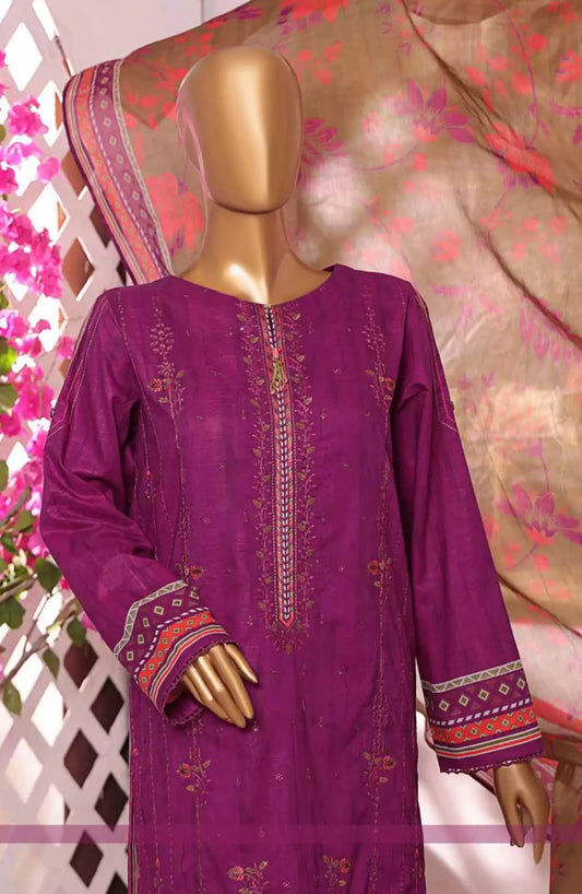 HZ Printkari Slub Cambric Embroidered Collection-PSC-220