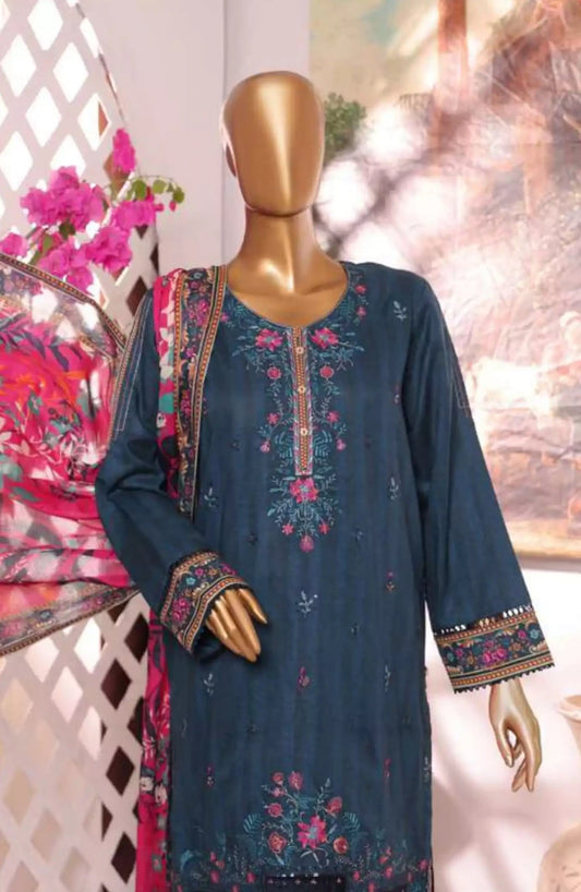 HZ Printkari Slub Cambric Embroidered Collection-PSC-221