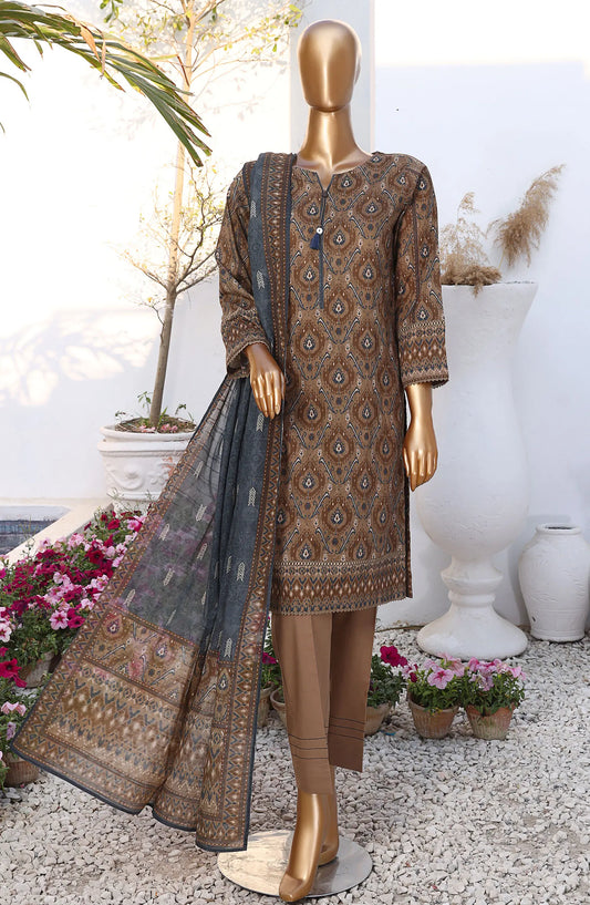 HZ RTW Summer Vibes Printed Lawn Collection Vol 02 - PSL 407 Brown