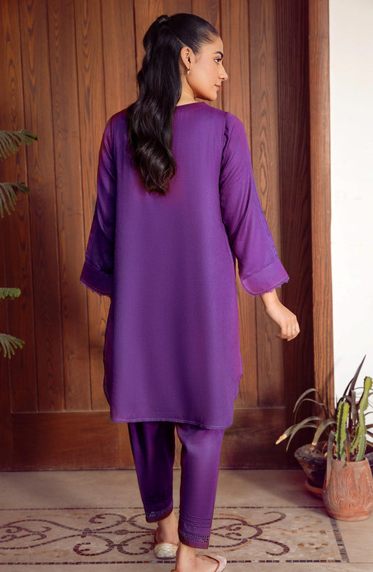 La Rosaa Solid dhanak Stitched 2 Piece - Purple Kaia - Purple - Casual Collection