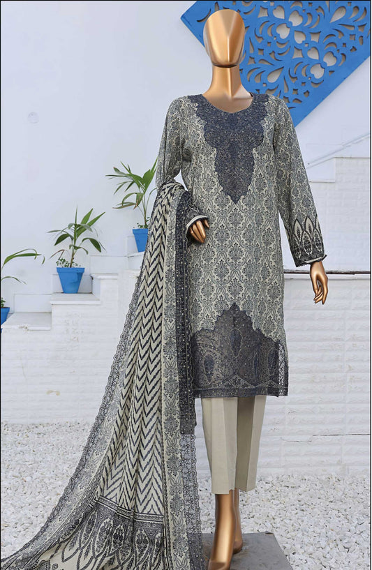 Venice by HZ Textile Embroidered Lawn Unstitched 3 Piece Suit - PVE 818 - HZ25VL - Grey - Summer Collection