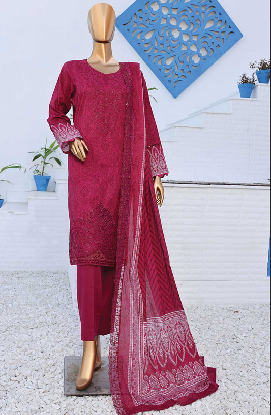 Venice by HZ Textile Embroidered Lawn Unstitched 3 Piece Suit - PVE 910 - HZ25VL - Hot Pink - Summer Collection