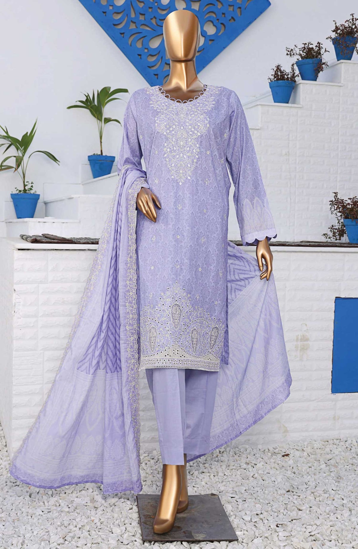 Venice by HZ Textile Embroidered Lawn Unstitched 3 Piece Suit - PVE 911 - HZ25VL - Purple - Summer Collection