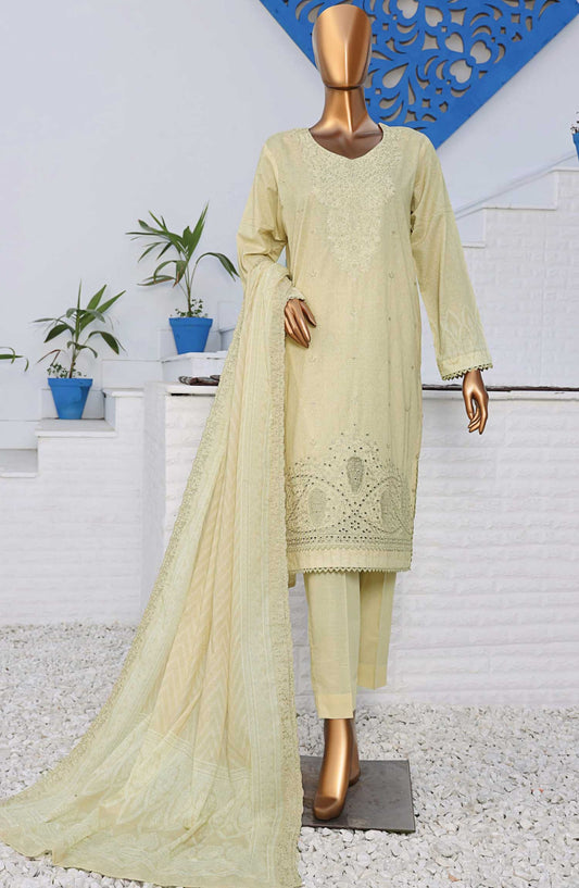 Venice by HZ Textile Embroidered Lawn Unstitched 3 Piece Suit - PVE 912 - HZ25VL - Cream - Summer Collection