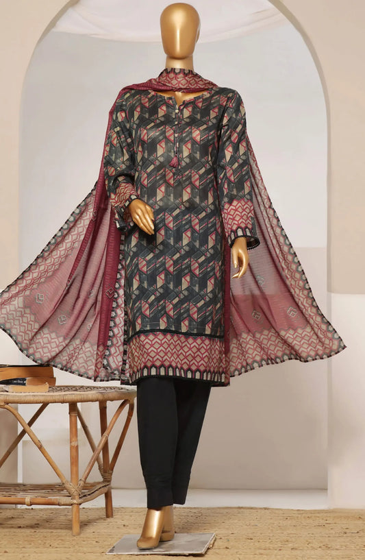 HZ RTW Rozaana Prints Zarri Printed Dupatta Collection - PZD 701 Charcoal Black